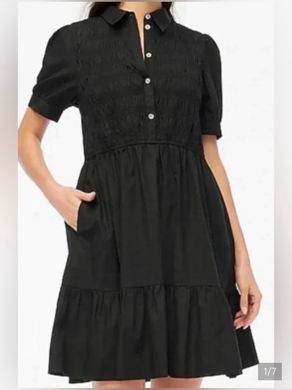 J.Crew Black Smocked Shirtdress Sz XXL